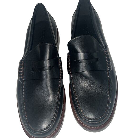 New Coach Black Leather Loafers Size 8 1/2 - Picture 1 of 6